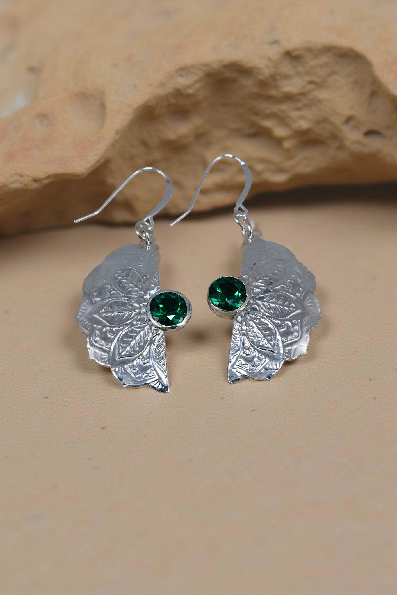 Mandala Emerald Earrings