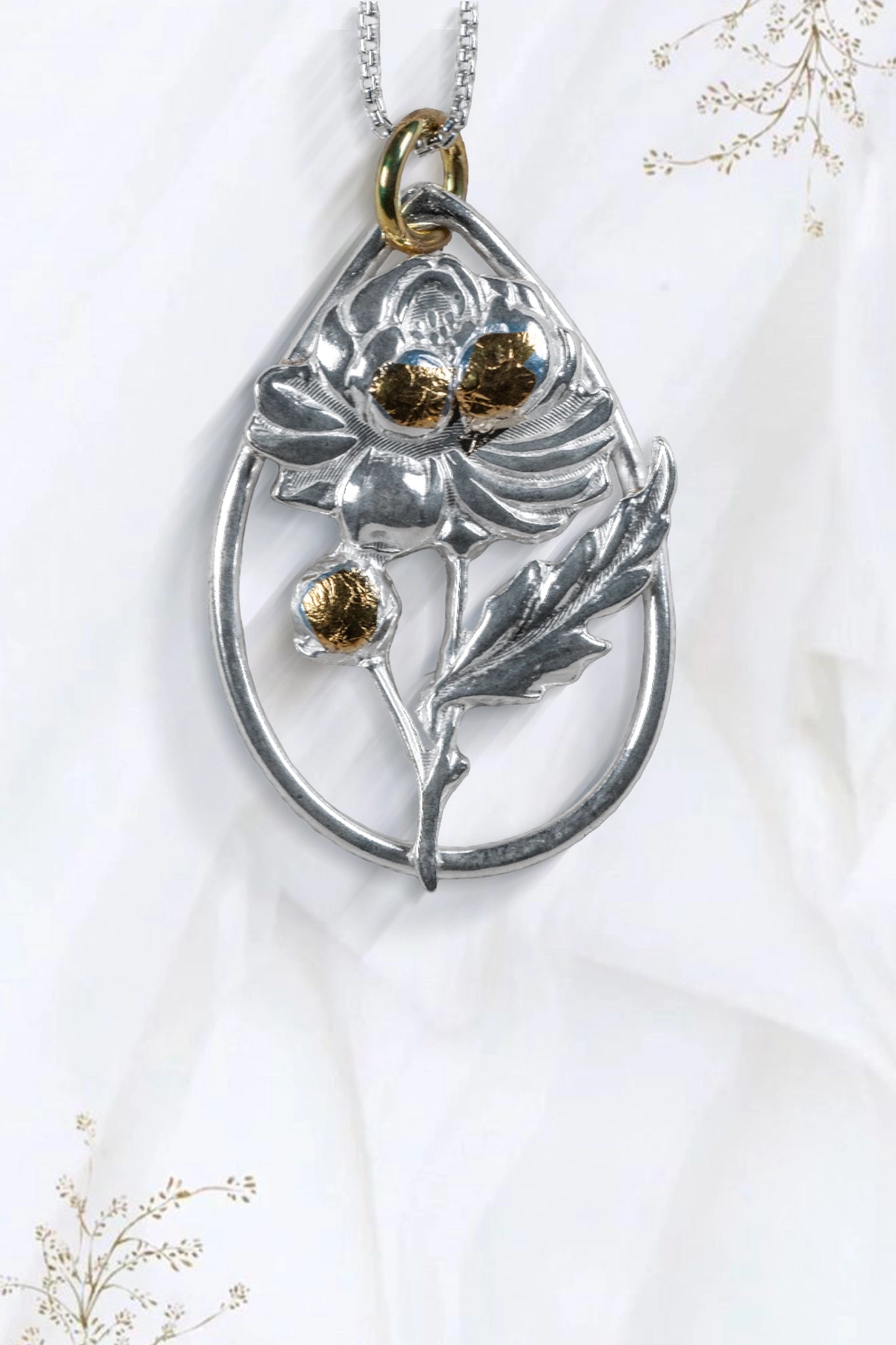 Framed Peony Pendant