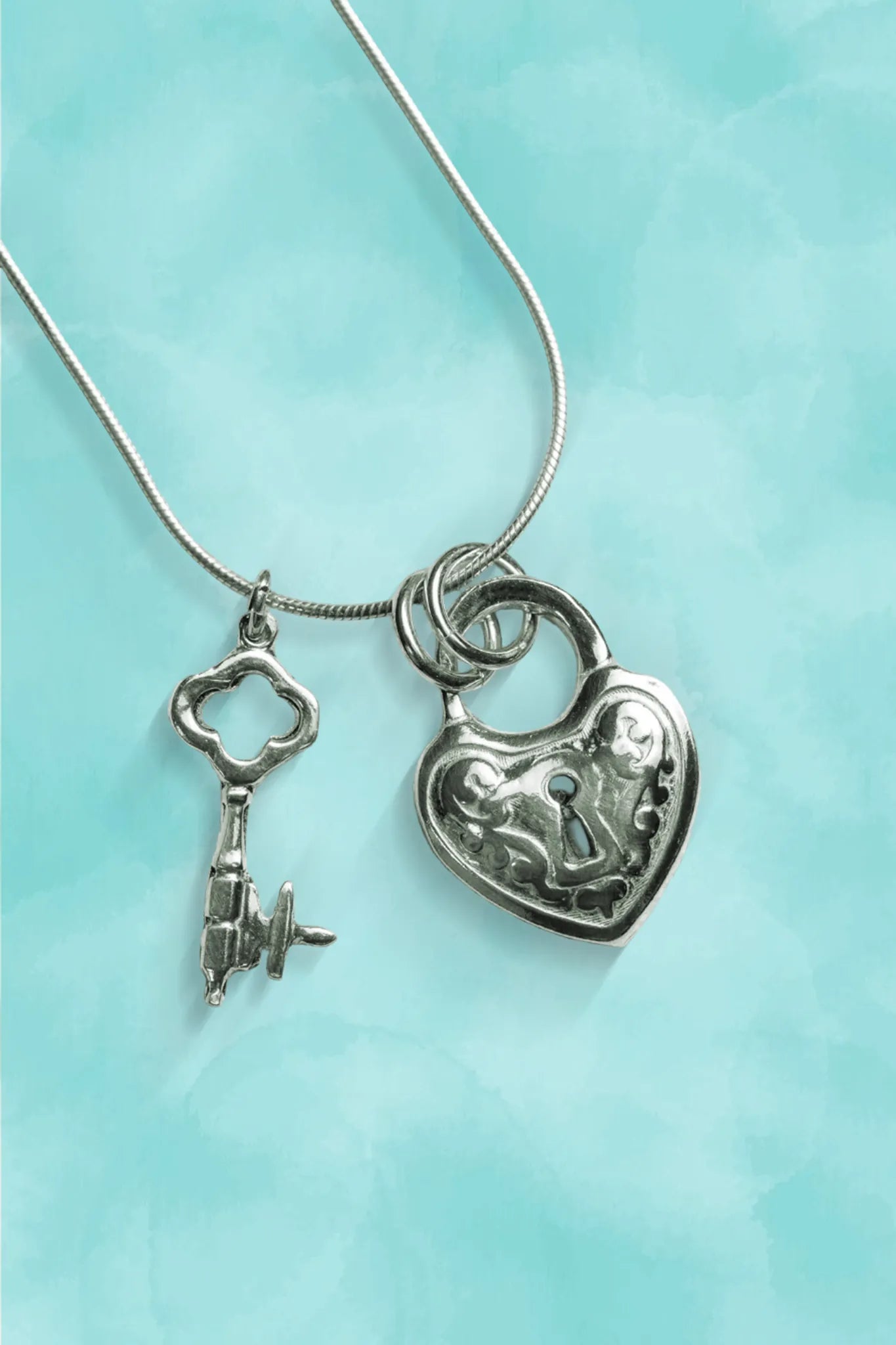 Hollow Heart & Key Pendant
